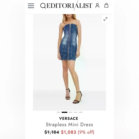 Versace Indigo Jeans Couture strapless mini dress-Authentic